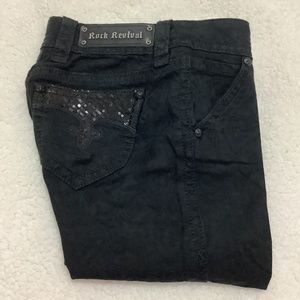 Black textured Rock Revival skinny jeans